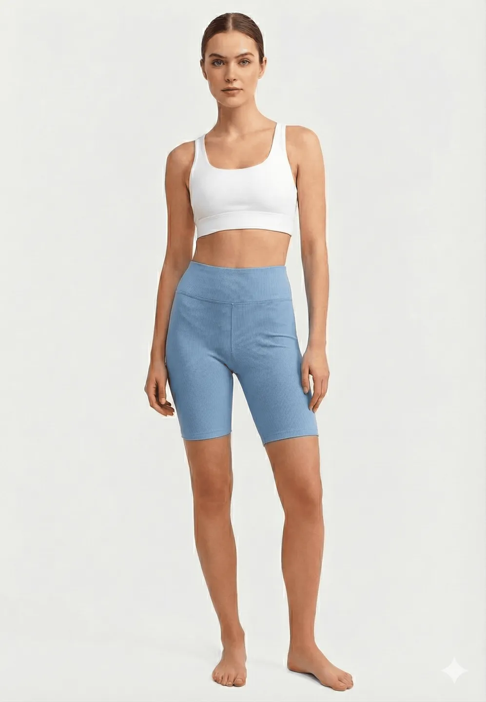 Colanți damă scurți si elastici cu talie înaltă- culoare albastru