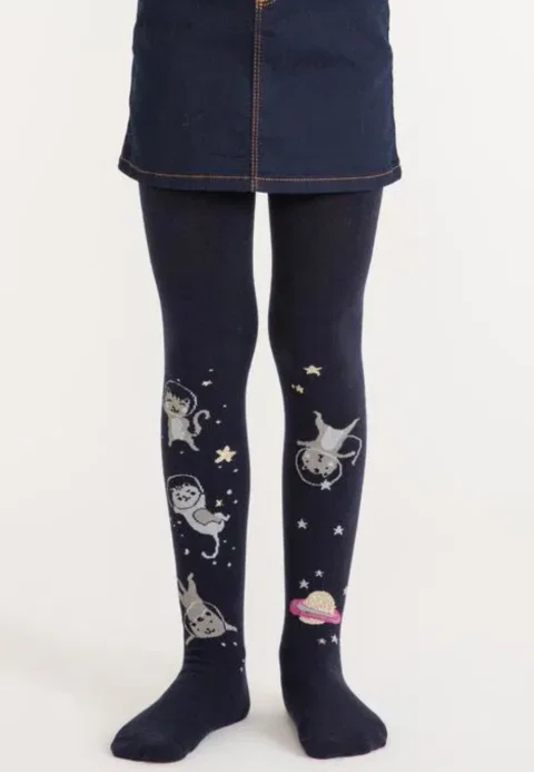 Dres fetițe Penti Young „Cat Galaxy'', bumbac- mat, opac, bleumarin