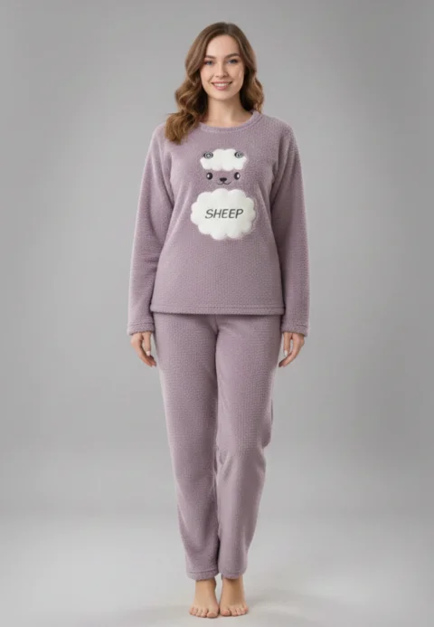Pijamale damă cocolino mov cu imprimeu „Sheep”