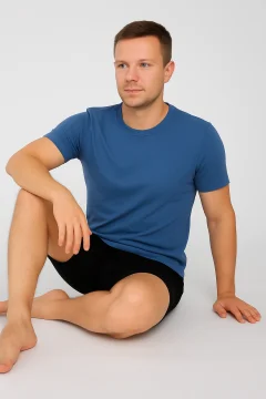 Pijama bărbați indigo-negru – bumbac & modal