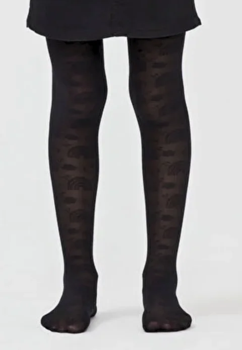 Dres fetițe Penti Young ,,Rainbow Cloud'', 40 den- imprimeu curcubeu, negru