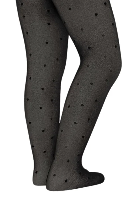 Dres fetițe Penti Young ,,Stil'', 20 den- mat, imprimeu buline, negru