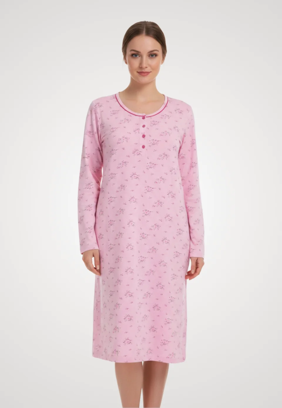 Cămașă de noapte roz cu flori