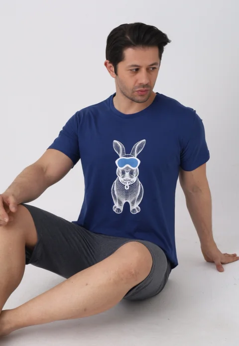 Pijama bărbați Paște, Bluemarin– tricou bumbac 100% și pantaloni 3/4