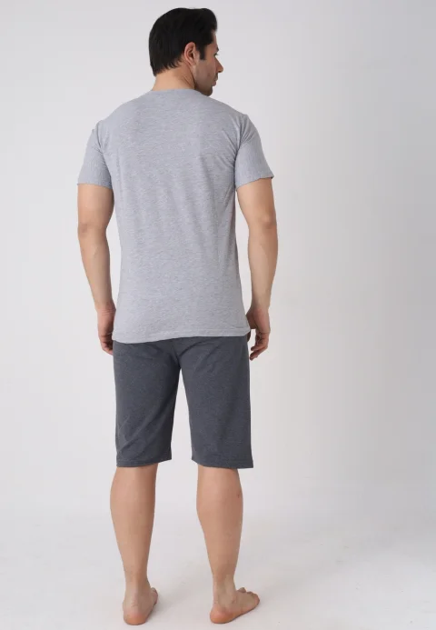 Pijama bărbați Paște, Gri– tricou bumbac 100% și pantaloni 3/4