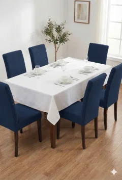 Set 6 Huse Elastice pentru Scaun din Lycra, Albastru