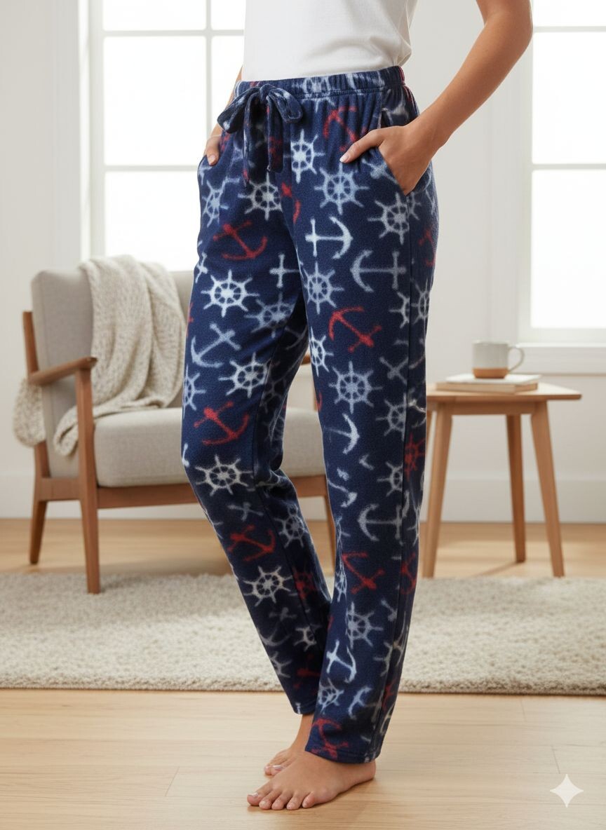 Pantaloni Dama Polar , Bleumarin, cu Ancoră