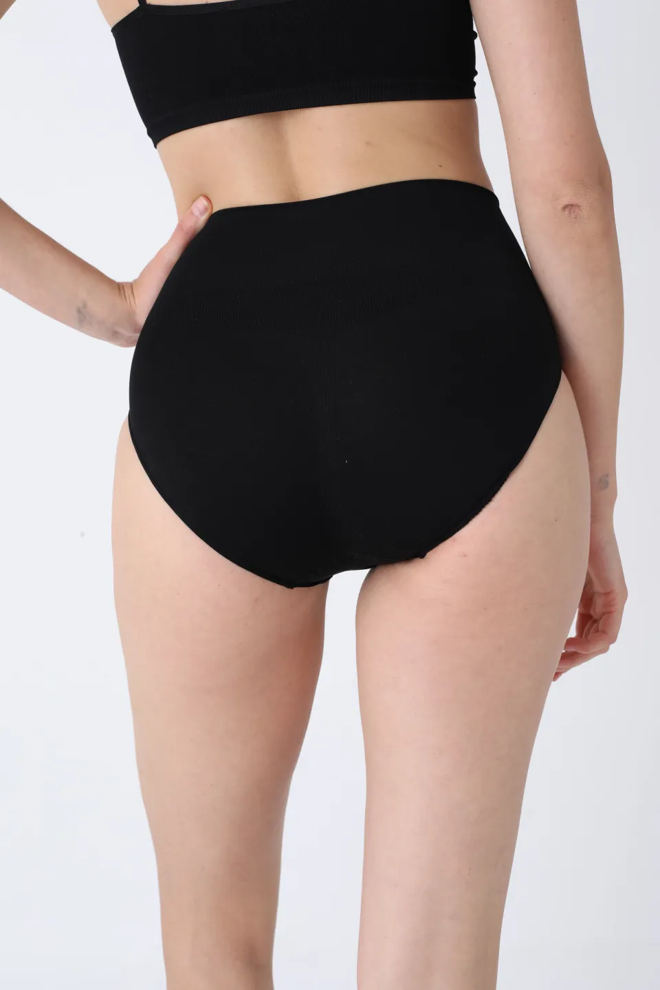 Chilot modelator damă cu talie înaltă – negru, push-up și bandă anti-alunecare