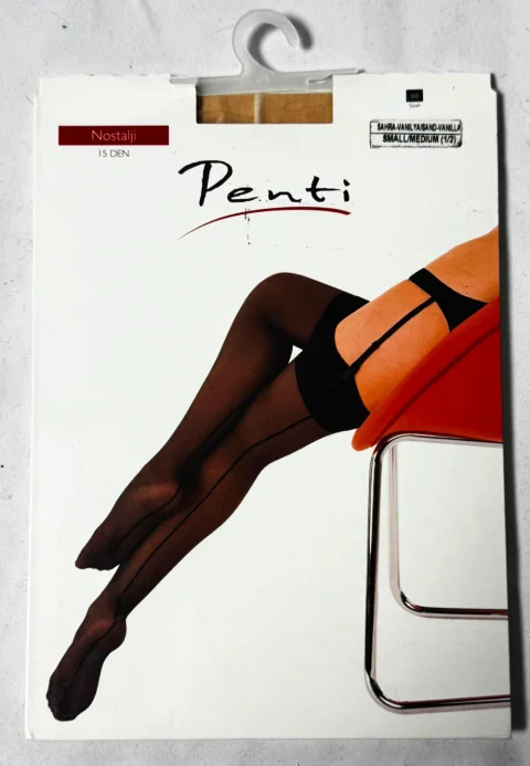 Dres Penti Portjartiera ,,Nostalji'' 15 DEN – cu dungă, mat și transparent, culoare vanilie