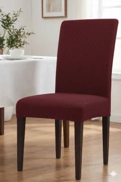 Set 6 Huse Elastice pentru Scaun din Lycra, Bordo