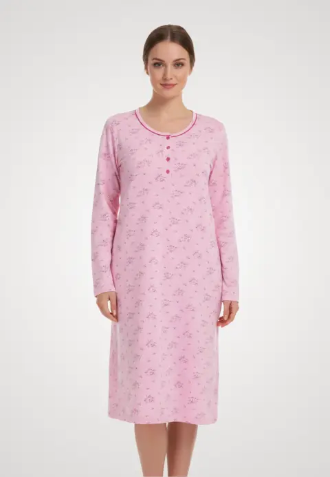 Cămașă de noapte roz cu flori
